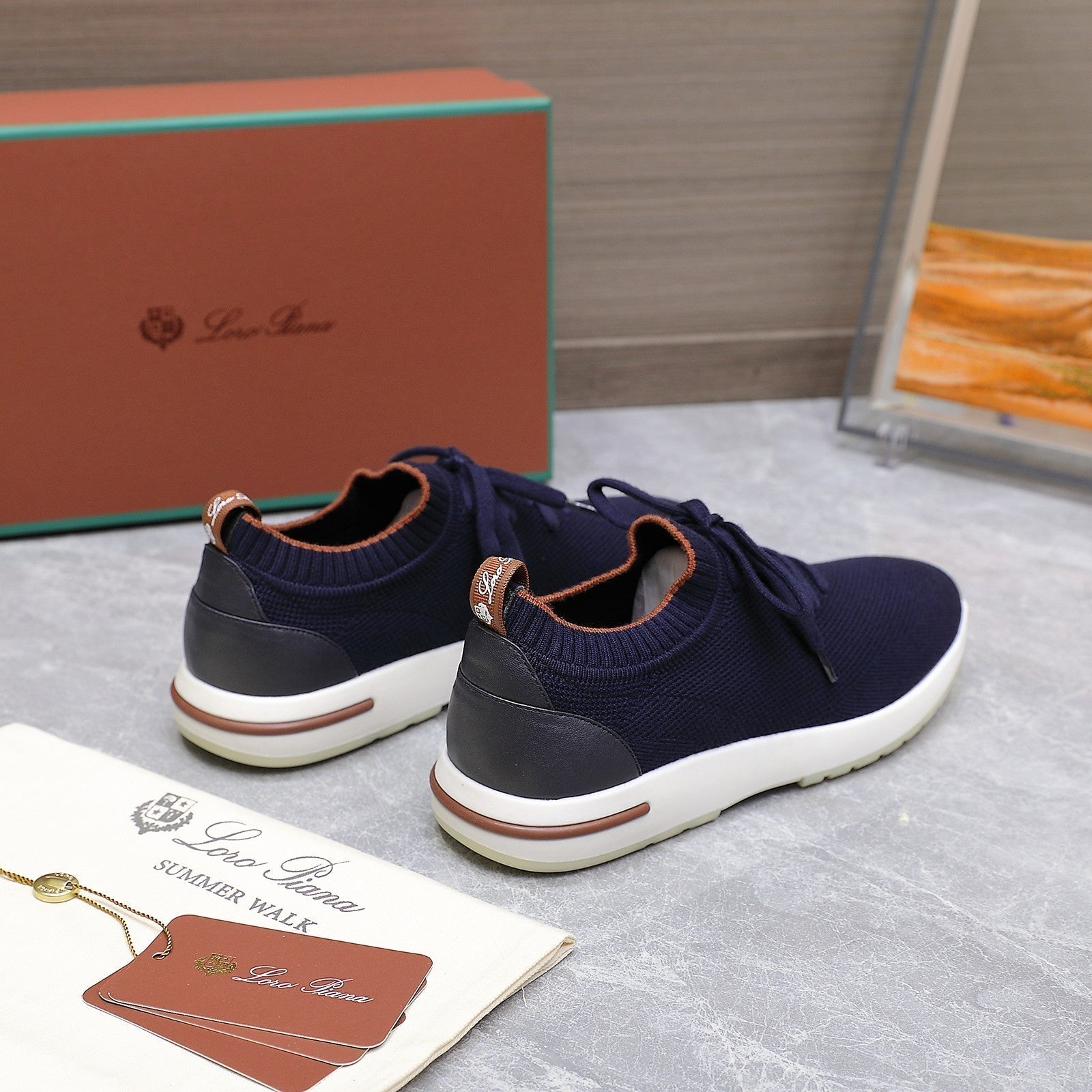 LP lady Flexy Walk Sneaker Black mix Orange Wool And Calfskin 310451