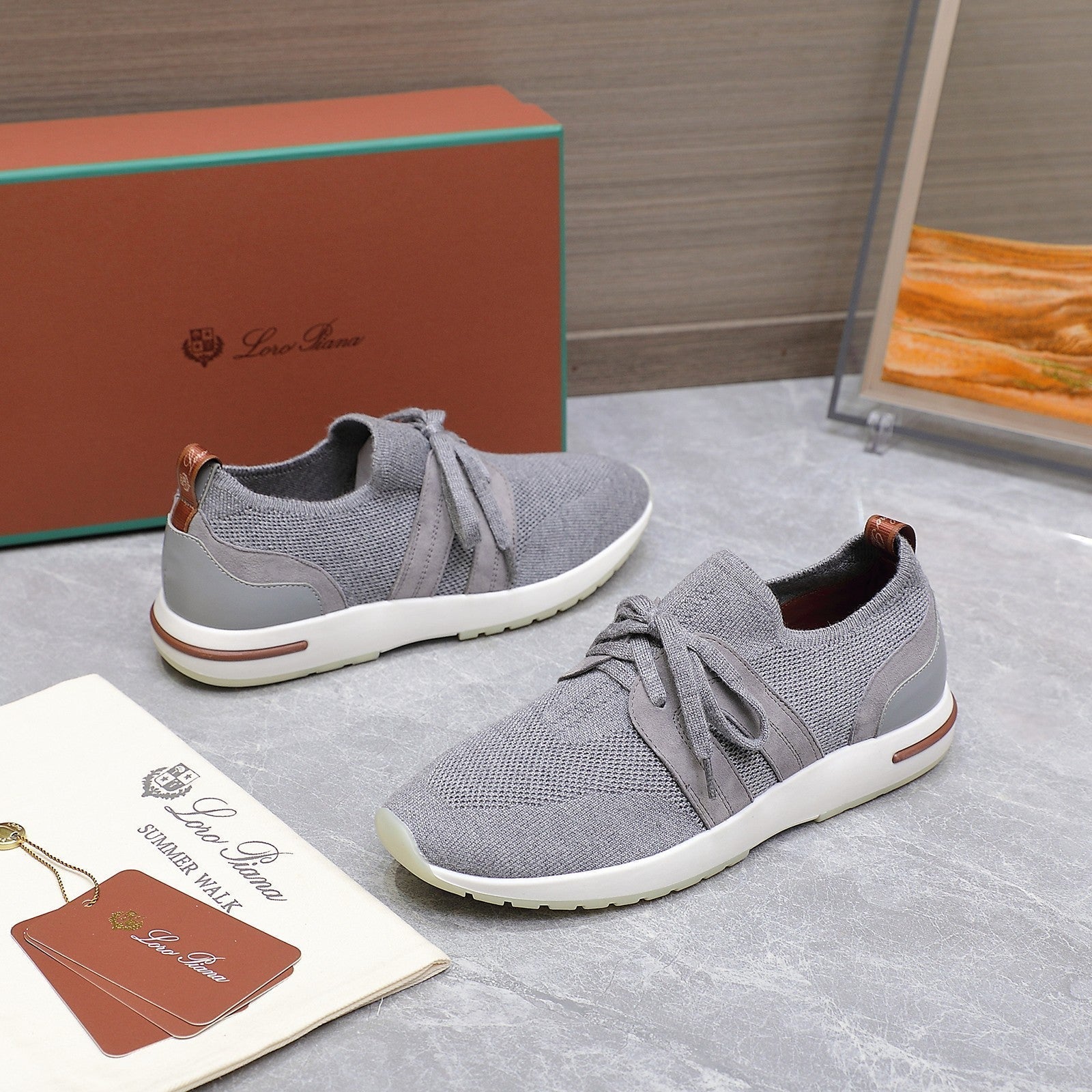 LP lady Flexy Walk Sneaker Flannel Gray Wool And Calfskin 310449