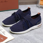 LP lady Flexy Walk Sneaker Navy Blue Wool and Calfskin 310455