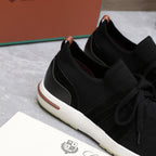 LP lady Flexy Walk Sneaker Black Wool And Calfskin 310456