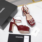 CC 25s Multicolor Stones Buckle Sandals 110mm Burgundy Patent Leather & Sheepskin 425826