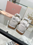 Miu TYRE Sneakers White Suede Technical Fabric 456329