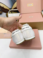 Miu Plume Sneakers White Suede Lace 456347