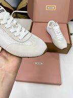 Miu Plume Sneakers White Suede Lace 456347