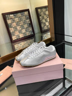 Miu Plume Sneakers Sliver Cowhide 456350