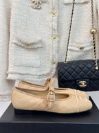 mary jane beige quilted lambskin