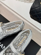 mary jane silver metalic quilted lambskin
