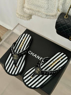 CC 25 Thong Sandal Braided Striped Black White