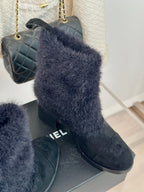 CC Short Boots 60mm Black Suede And Wool Yarn
