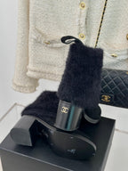 CC Short Boots 60mm Black Suede And Wool Yarn