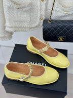 CC Mary Jane Glossy Lemon Yellow Cowhide And Lambskin
