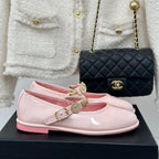 CC Mary Jane Glossy Pastel Pink Cowhide And Lambskin