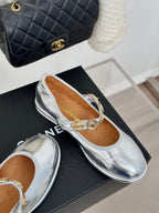 CC Mary Jane Silver Cowhide Wrinkled And Lambskin