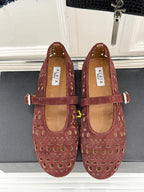 Alaia Women's Ballet Flat Brown Suede 293220
