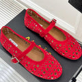 Alaia Women's Ballet Flat Red Suede 293225