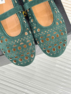 Alaia Women's Ballet Flat Emerald Green Suede 293226