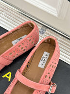 Alaia Women's Ballet Flat Pink Suede 293227