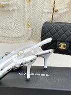 CC 25C Bowknot Slingback Sandal 60mm White Sheepskin Mix Python Pattern 265652