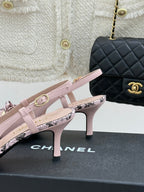 CC 25C Bowknot Slingback Sandal 60mm Light Pink Sheepskin Mix Python Pattern 265654