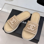 CC Mesh Hollow Chain Double C Thick-Soled Slippers 20mm Beige 265645