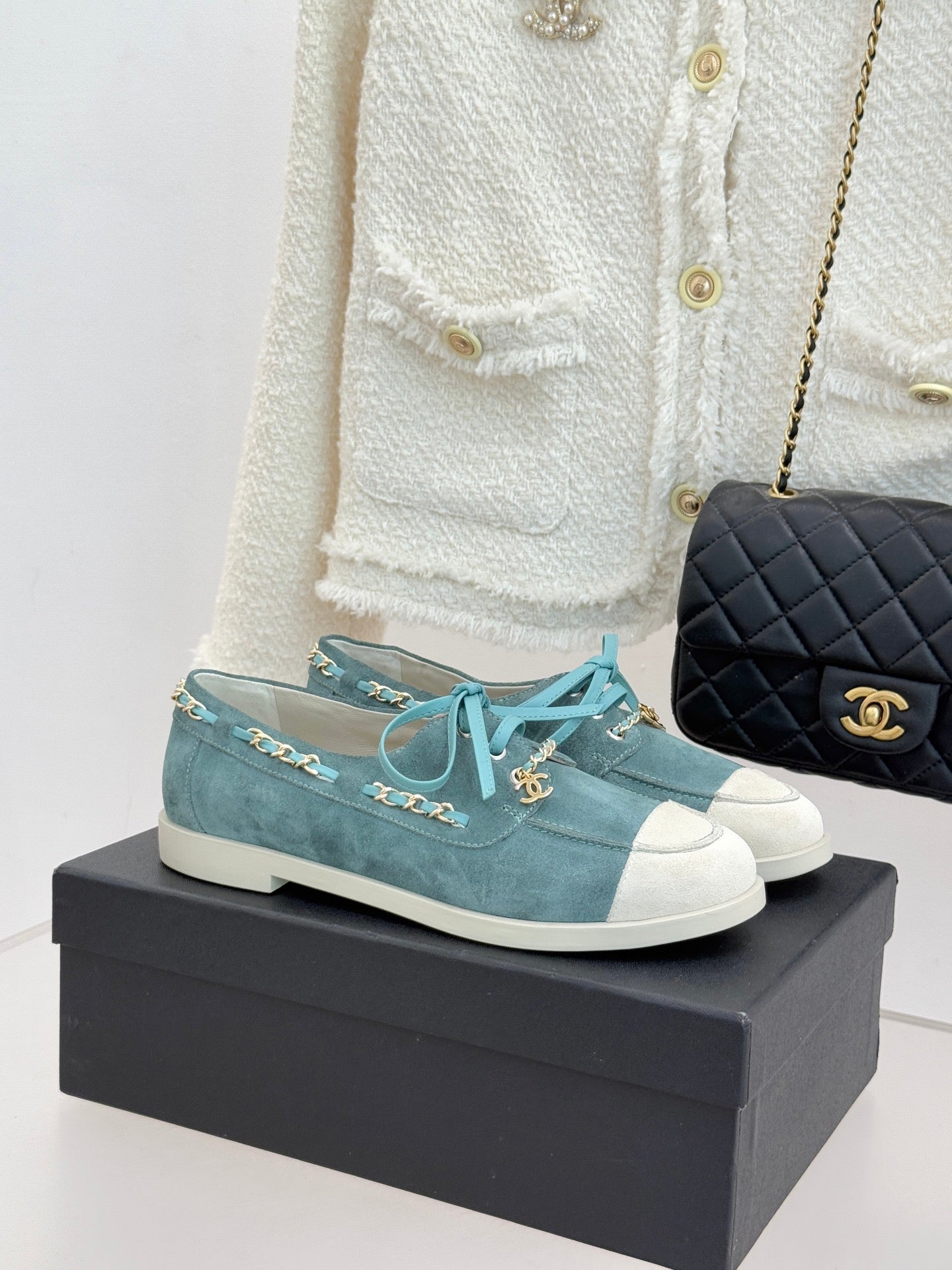 CC Cruise 25/26 Moccasins Steel Teal White Suede