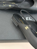 26C Two-tone Double C Flat Shoes Black Sheeskin 557688