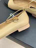 CC 26C Ribbon Double C Camellia Mary Jane Beige Black Lambskin