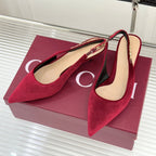 GG 26 Signoria Slingback Pumps 4.5cm Deep Wine Red Suede 632522