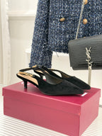 GG 26 Signoria Slingback Pumps 4.5cm Black Suede 632524