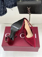 GG 26 Signoria Slingback Pumps 10.5cm Deep Wine Red Suede 632525