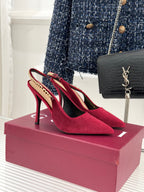 GG 26 Signoria Slingback Pumps 10.5cm Deep Wine Red Suede 632525