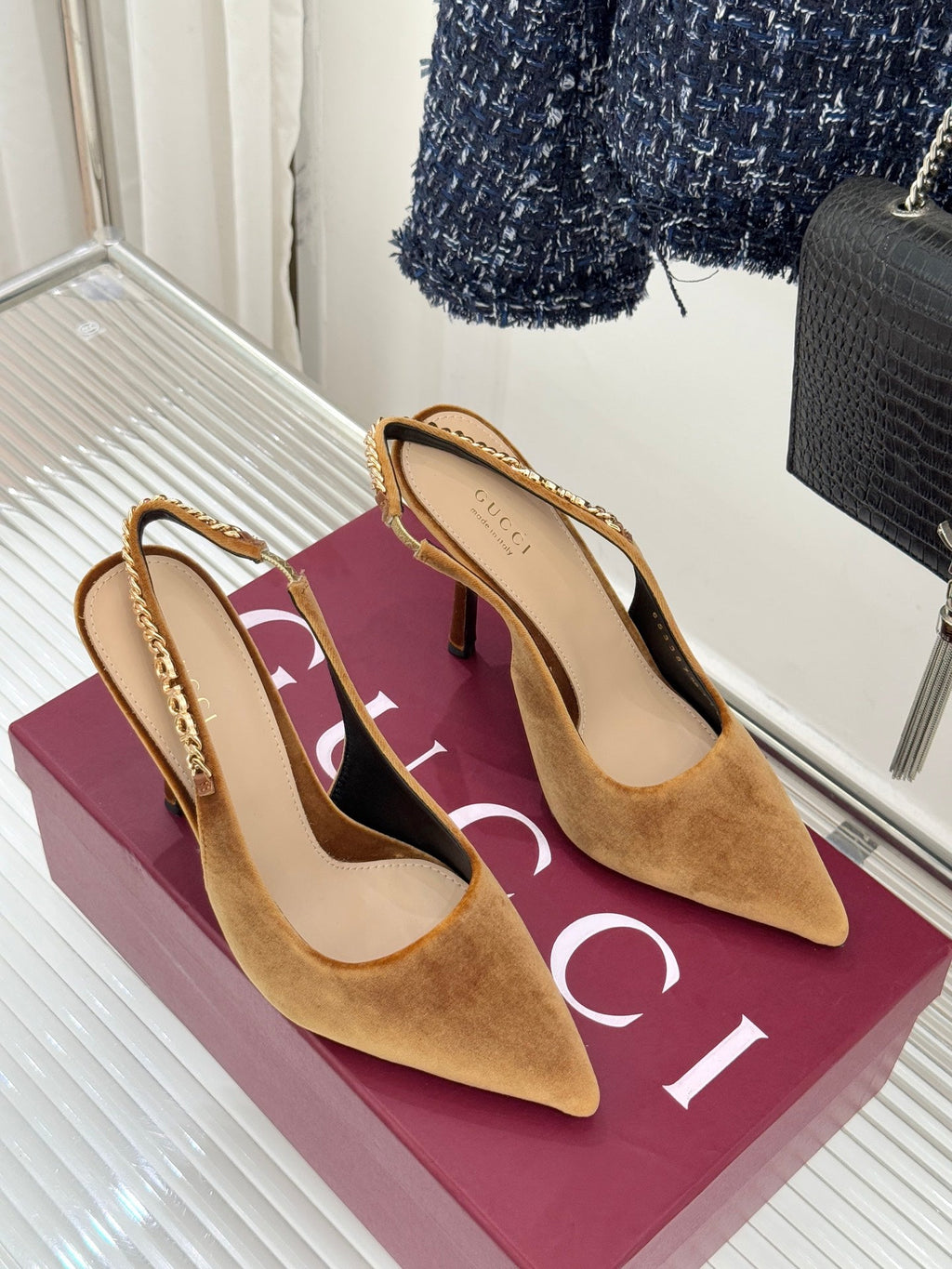 GG 26 Signoria Slingback Pumps 10.5cm Brown Wood Suede 632526