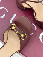 GG 26WF Chunky Heel Sandals 5cm Rosso Ancora Sheepskin 632553