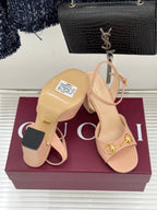 GG 26WF Chunky Heel Sandals 5cm Nude Sheepskin 632555
