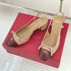 Valet Du Roi Kidskin Slingback 6cm Brown Pink Sheepskin 702242