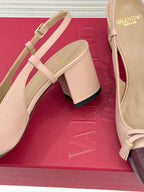 Valet Du Roi Kidskin Slingback 6cm Brown Pink Sheepskin 702242
