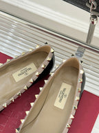 Valentino Rockstud Ballet Flat Black Patent Leather 642995
