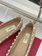 Valentino Rockstud Ballet Flat Beige Sheepskin 642999