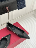 Valentino Rockstud Ballet Flat Black Sheepskin 643000