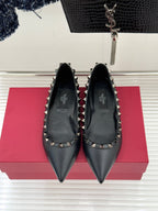 Valentino Rockstud Ballet Flat Black Sheepskin 643000