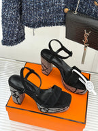 HM 26s Lightning Sandal 7cm Black Suede Sheepskin 675700