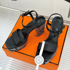 HM 26s Lightning Sandal 7cm Black Sheepskin 675702