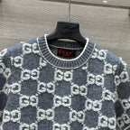 Gucci Knit Sweater Gray White Wool