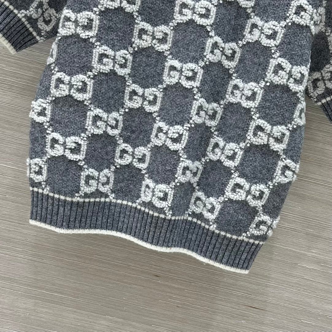 Gucci Knit Sweater Gray White Wool