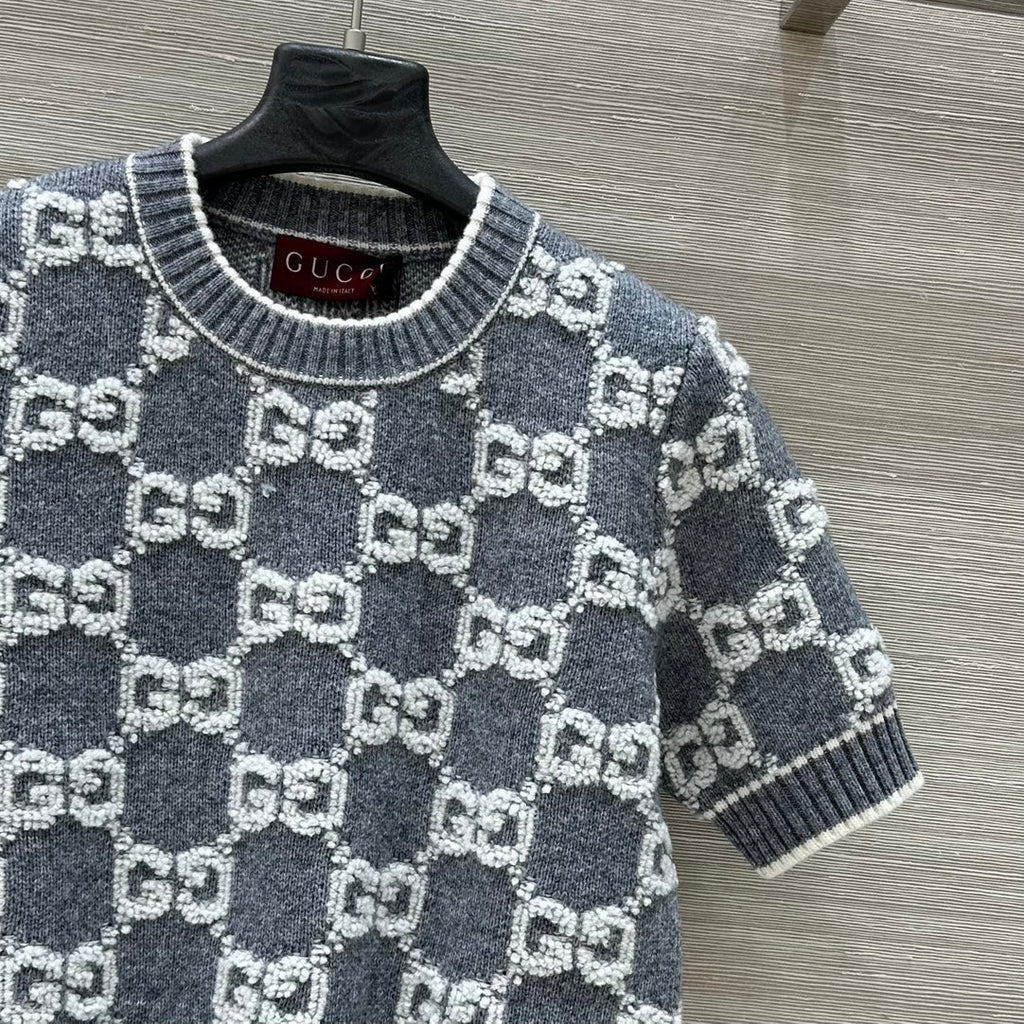 Gucci Knit Sweater Gray White Wool