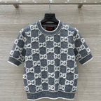 Gucci Knit Sweater Gray White Wool