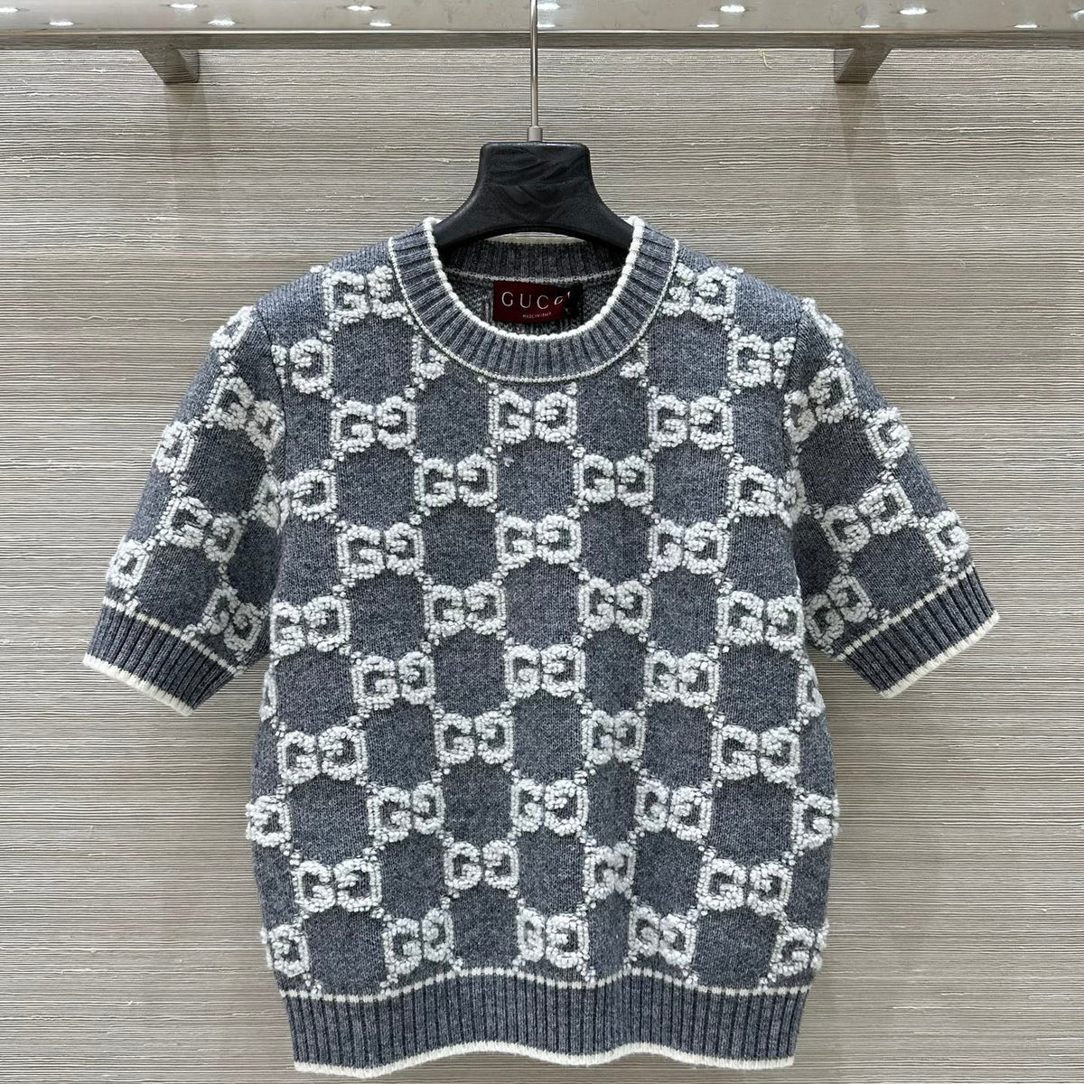 Gucci Knit Sweater Gray White Wool