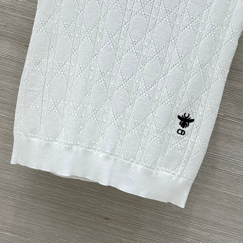 CD 25 Hollow Knitted Vest White Silk Wool