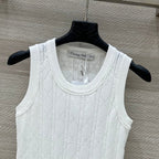 CD 25 Hollow Knitted Vest White Silk Wool
