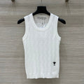 CD 25 Hollow Knitted Vest White Silk Wool